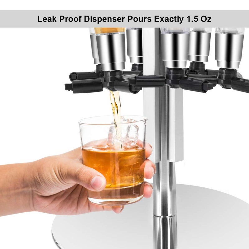 Ejoyous Liquor Dispenser, Bar Butler Wall Mounted Liquor Dispenser Liquor Bottle Holder, Professional Revolving Alcohol Caddy Beer Cocktail Soda Shot Dispenser Wine Holder Party Drinking Pourer (6 Bottles) - Image 5